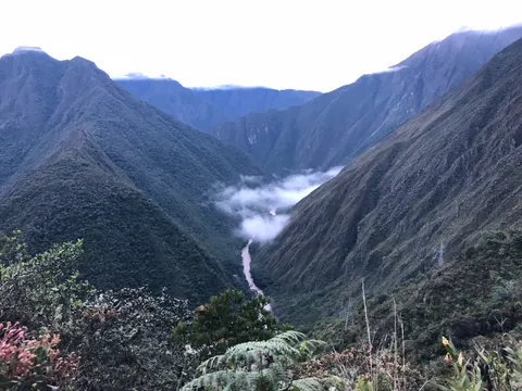 Clouds pooling in a valley along the Inca Trail